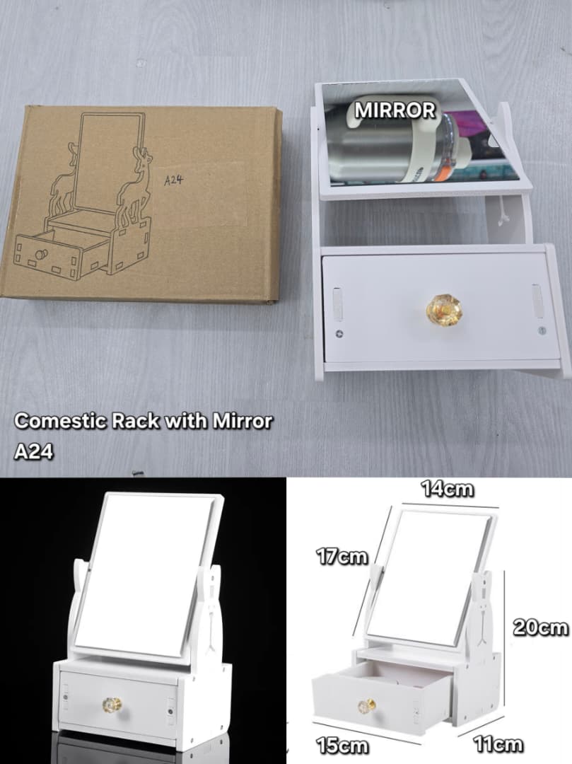 Comestic Rack with Mirror-White