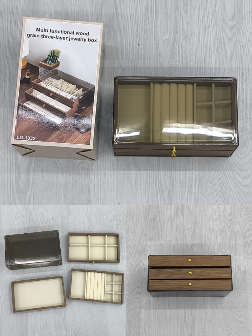 Jewelry Storage Box-Multi functional Wood Grain Three LD-1032