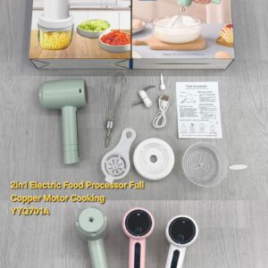 2in1 Wireless Electric Mixer + Food Processor Garlic Chopper YYQ701A - White