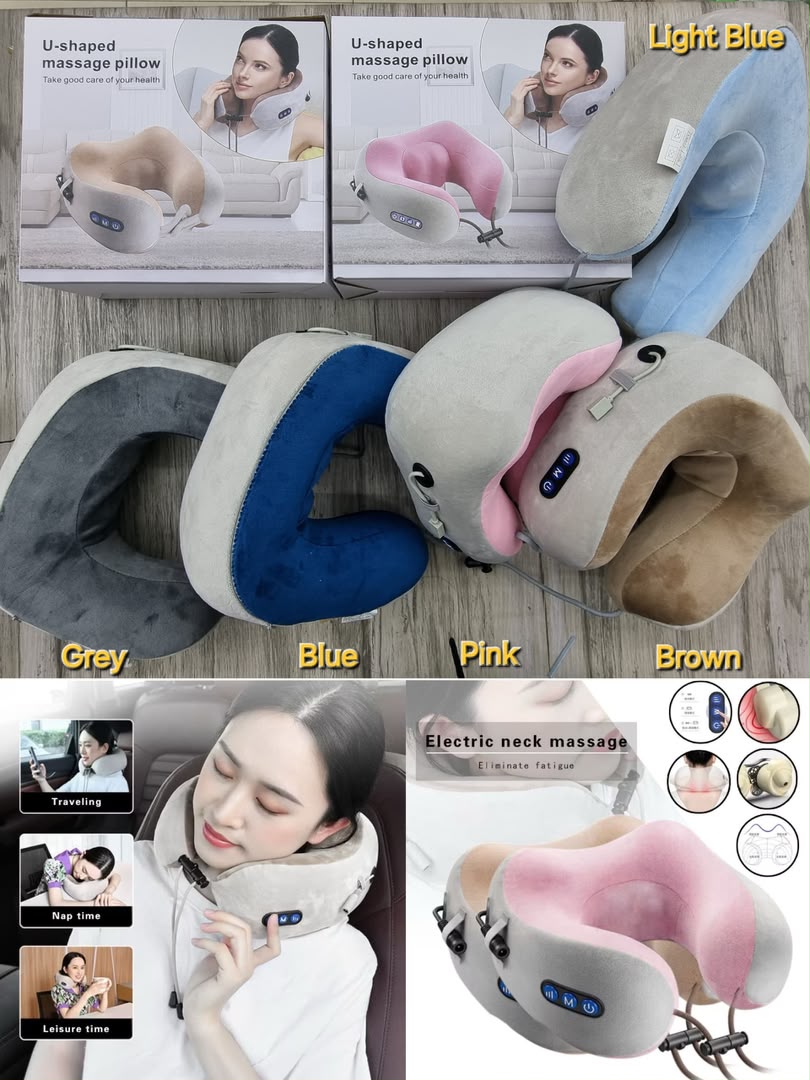 U-Shaped Massage Pillow - Light Blue