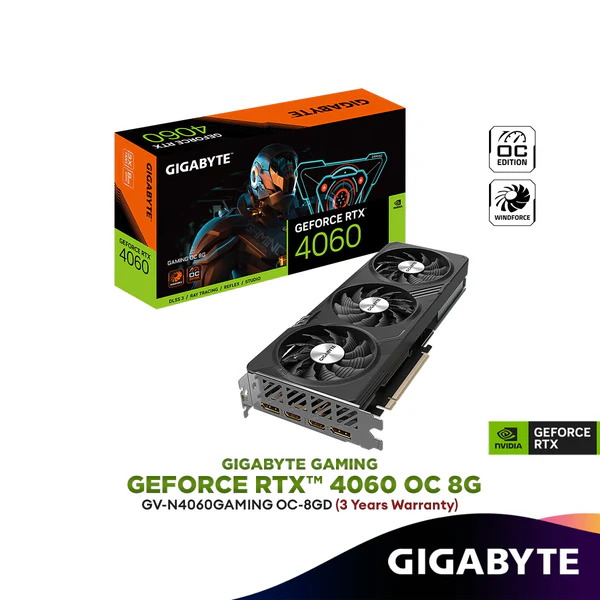 Gigabyte GeForce RTX 4060 GAMING OC 8G GDDR6 Graphics Card | GV-N4060GAMING OC-8GD