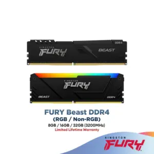 Kingston Desktop (PC) DDR4 Fury Beast 2666Mhz / 3200Mhz RAM 32GB *RGB